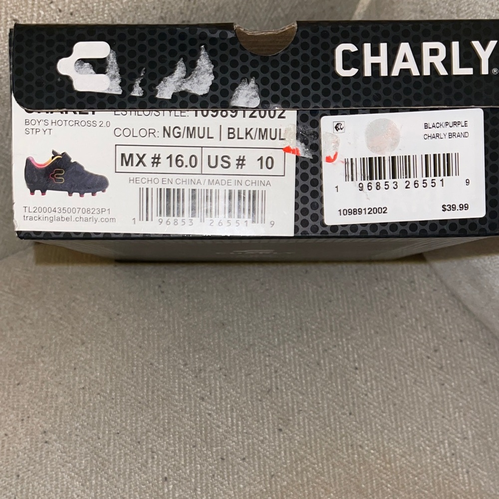 Charly Boy's Hotcross 2.0 Kids Soccer Shoes - Black with Purple & Pink Accents